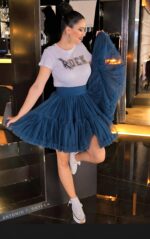 MINI FALDA TUL AZUL PETROLEO