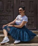 MINI FALDA TUL AZUL PETROLEO - Imagen 2