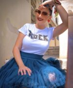 MINI FALDA TUL AZUL PETROLEO - Imagen 4