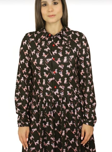 VESTIDO CAMISERO GATOS