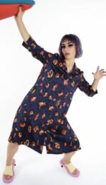 VESTIDO ANIMAL PRINT AZUL - Imagen 2