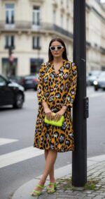 VESTIDO ANIMAL PRINT MOSTAZA - Imagen 2