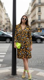 VESTIDO ANIMAL PRINT MOSTAZA