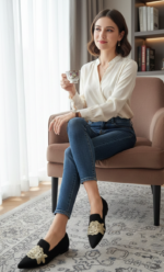 ZAPATO APLIQUE FLOR DORADA