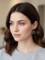 PENDIENTES ESTRELLA Y ARO PLATEADO - Imagen 2