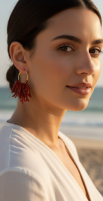 PENDIENTES ARO OCEAN ROJO - Imagen 2