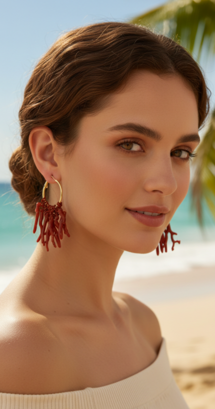 PENDIENTES ARO OCEAN ROJO