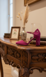 ZAPATO SALON TACON TRICOLOR FUCSIA - Imagen 2