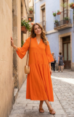 VESTIDO VANESSA NARANJA - Imagen 2