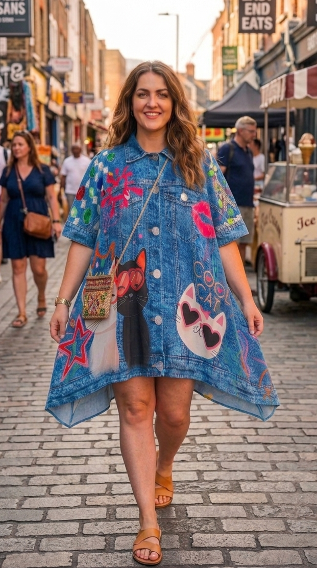 1779738063578 VESTIDO PONCHO MAKEDA GATO - Imagen 1