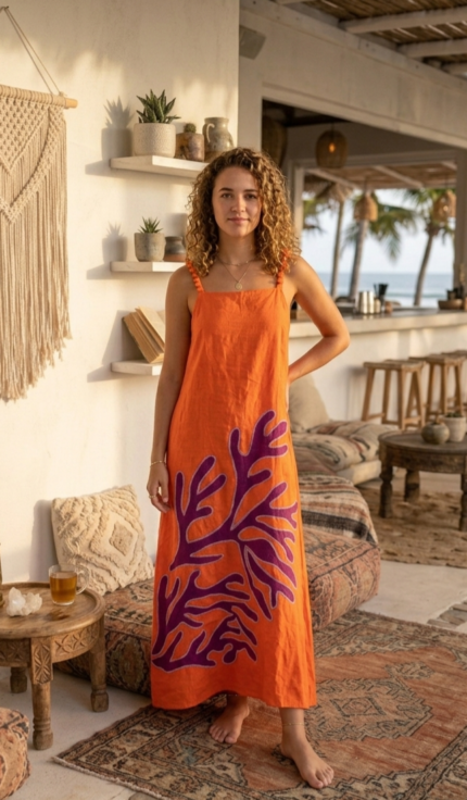 VESTIDO CORALES NARANJA