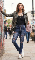 JEANS PARCHES BOTONES
